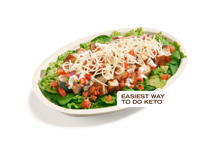 A Lifestyle Bowl is the easiest way to Keto, made fresh with Adobo Chicken, fresh tomato salsa, supergreens salad, and cheese.