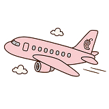 Illustration of a pink airplane with a Chipotle logo on it.