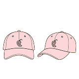 Illustration of two pink Chipotle team member hats.