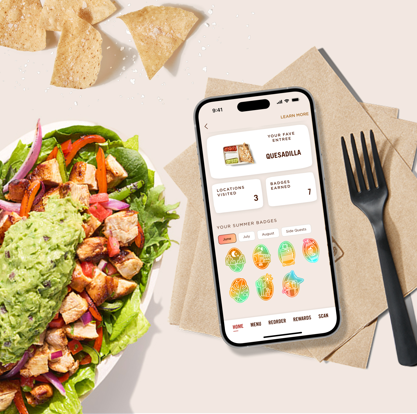 Brag about your favorite entrées and the badges you’ve earned this summer by visiting the Chipotle App and exploring the Summer of Extras Dashboard. 